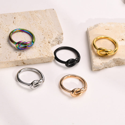 Steel Stainless Knotted Female Rainbow Fashion Rings