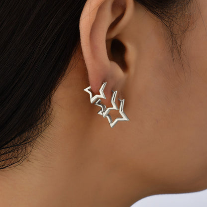 Stylish Simple Versatile Cold Wind Five-pointed Earrings