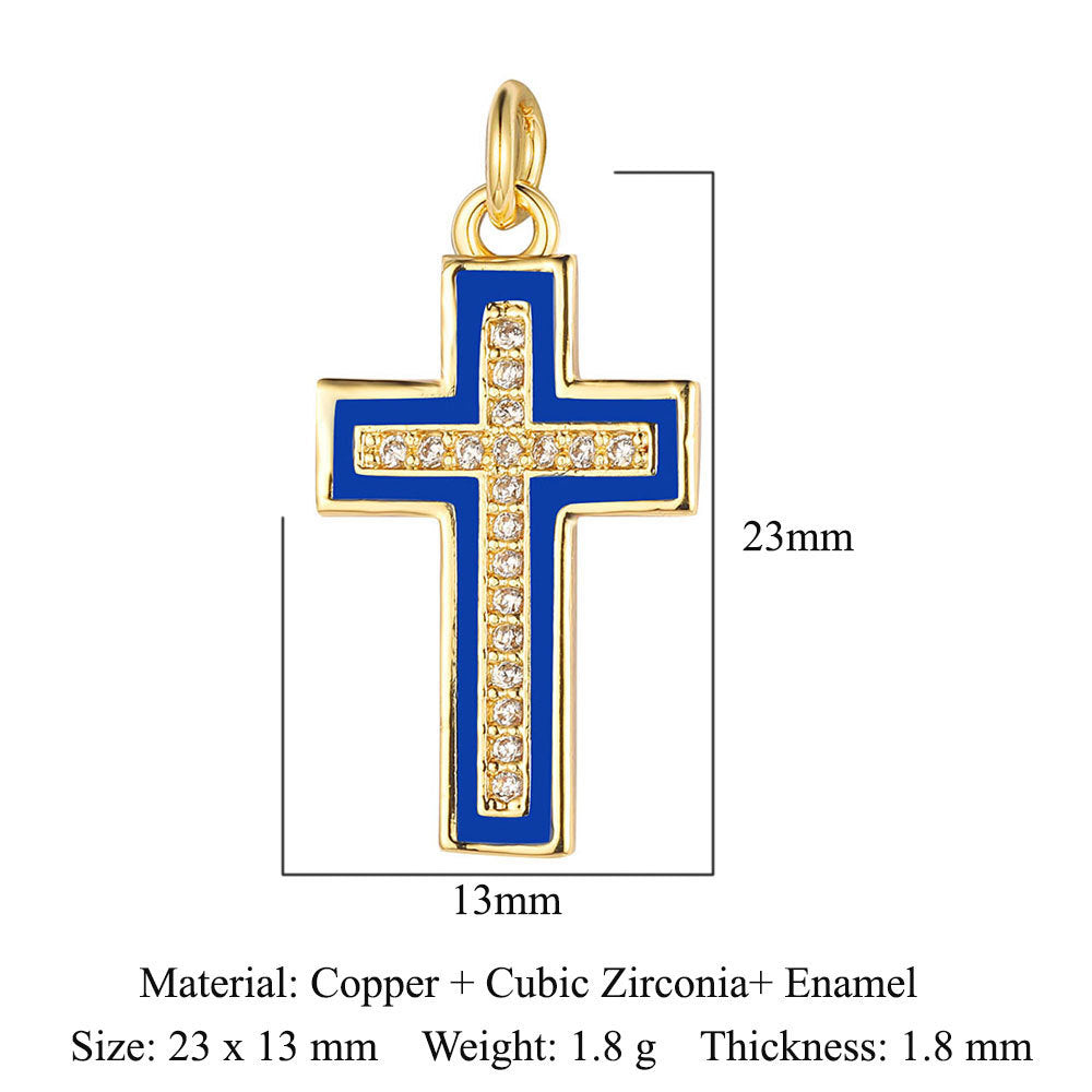 Virgin Angel Copper Zircon Cross Ornament Pendants