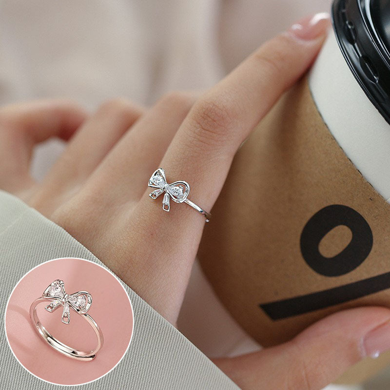 Sweet Cutout Flower Female Exquisite Elegant Gentle Temperament Open Rings