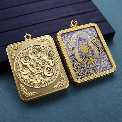 Gold Vajra Hand Painted Golden Outline Eight Patron Saints Pendants