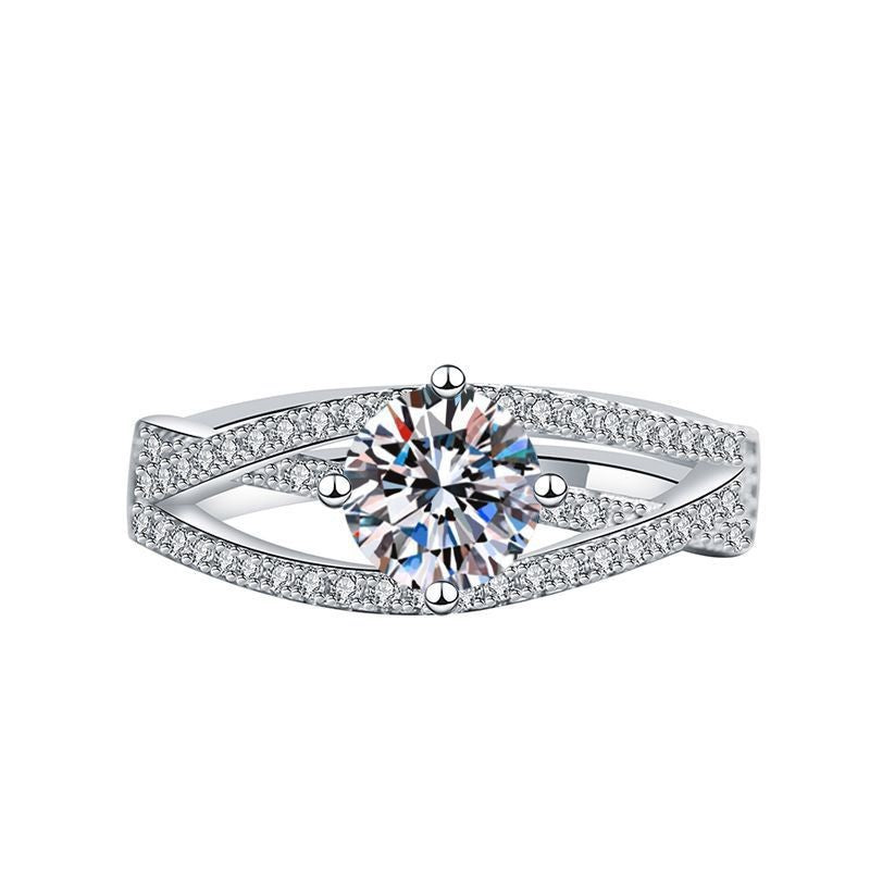 Elegant Imitation Moissanite Open Adjustable Live Broadcast Rings