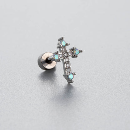 Titanium Steel Ear Bone Cross Bow Garland Screw Earrings