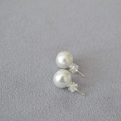 Retro Large Strong Light Pearl Sier Earrings