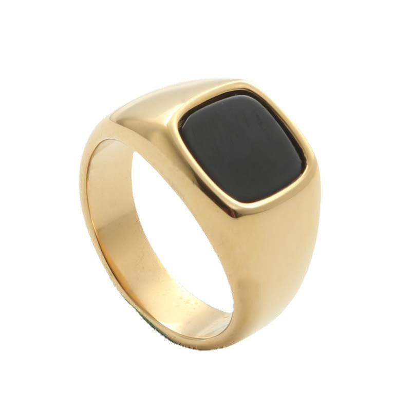 Men's Small Square Retro Trendy Punk Stainless Rings