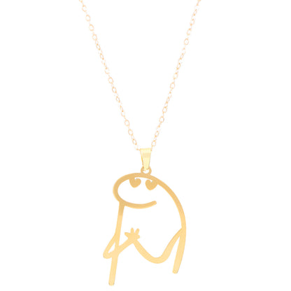 Women's & Men's Cute Cartoon Character Gold Stainless Steel Creative Necklaces