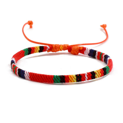 Colorful Bohemian Style Cotton Linen Fabric Woven Bracelets