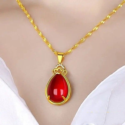 Placer Gold Water Drop Gem Four-leaf Clover Wedding Lady Pendants