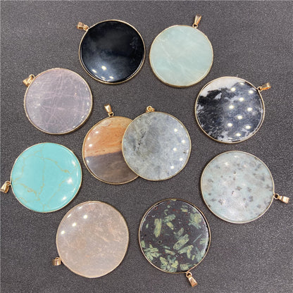 Crystal Round Aventurine Turquoise Wafer Graceful Pendants