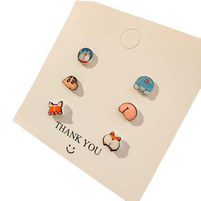 Sier Suit Cartoon Cute Minority Simple Earrings