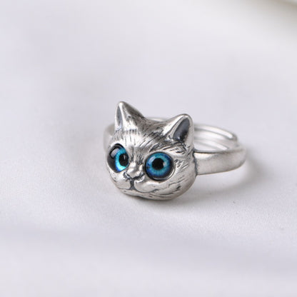 Retro Three-dimensional Cartoon Kitten Female Fashion Rings