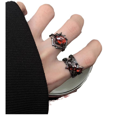 Women's & Men's Ruby For Dark Style Design Couple Rings