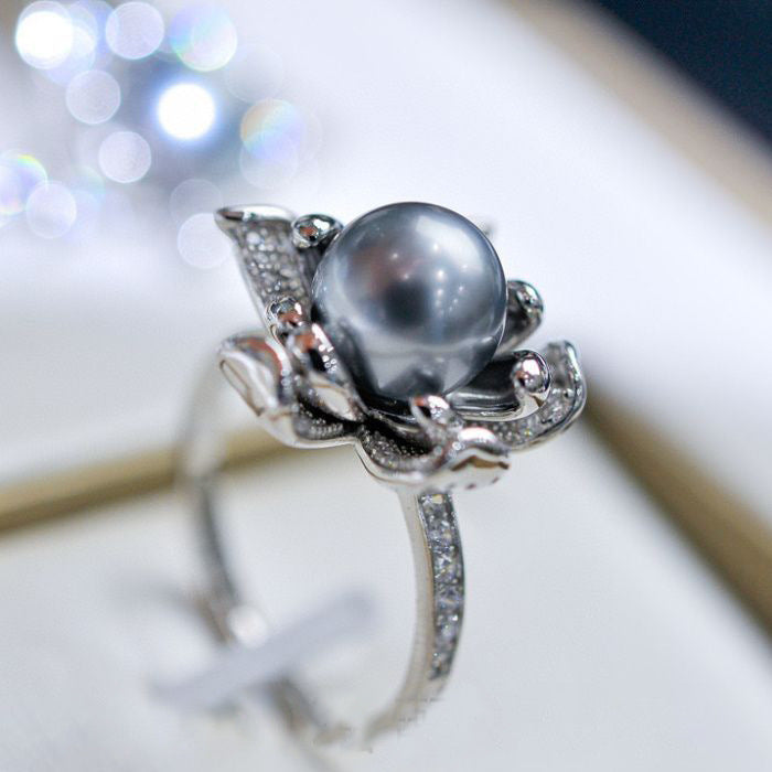 Lotus Pearl Fashion Elegant Graceful Open Rings
