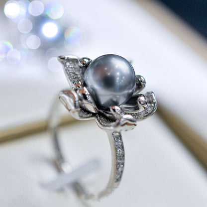 Lotus Pearl Fashion Elegant Graceful Open Rings