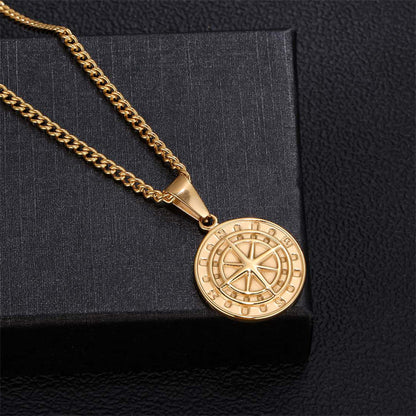 Women's & Men's Steel Vintage Compass Punk Casting Coin Necklaces