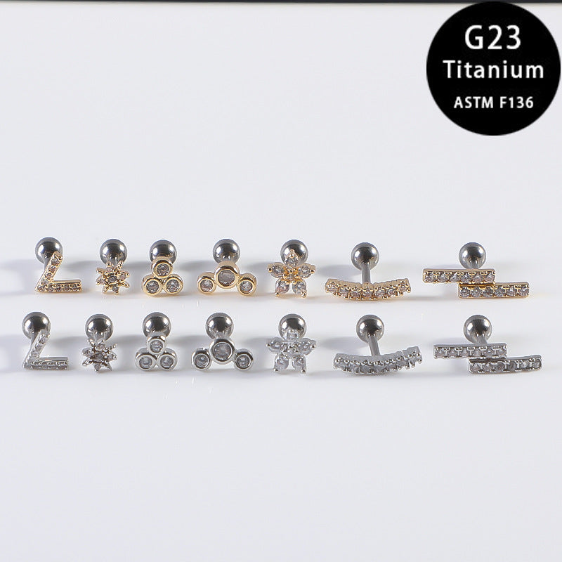 Ear Rivet Bone Pin Accessories Titanium Internal Thread Earrings