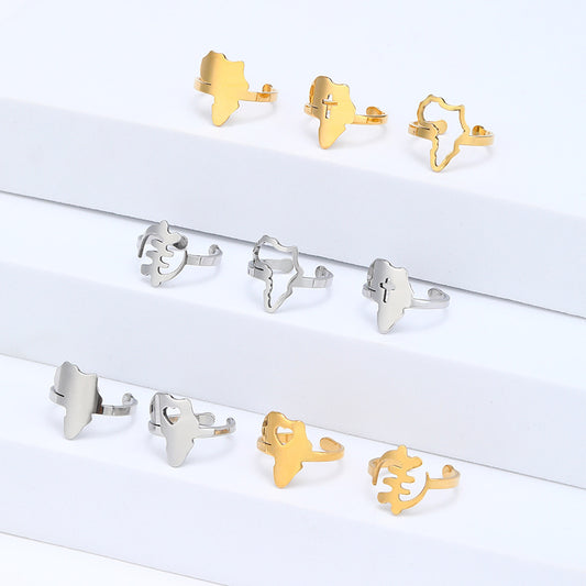 Women's Fashion Titanium Steel Glossy Gold Color Rings