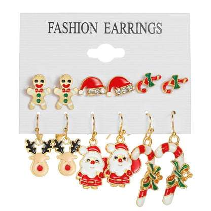 Dripping Oil Christmas Suit Female Bell Earrings