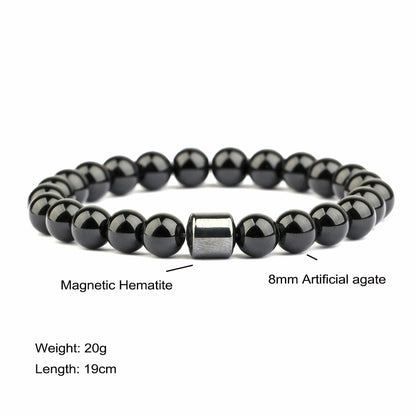 Men's Natural Stone Beaded Volcanic Rock Magnetic Bracelets