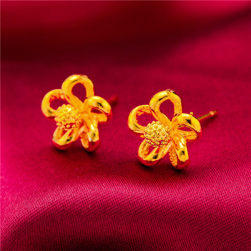 Gold-plated Fancy Vietnam Placer Gold Glazed Surface Earrings