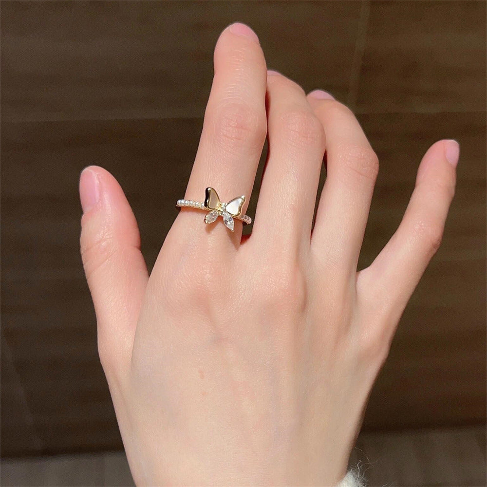 Glazed Butterfly Female Western Style Design High Sense Unique Rings