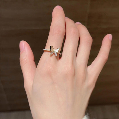 Glazed Butterfly Female Western Style Design High Sense Unique Rings