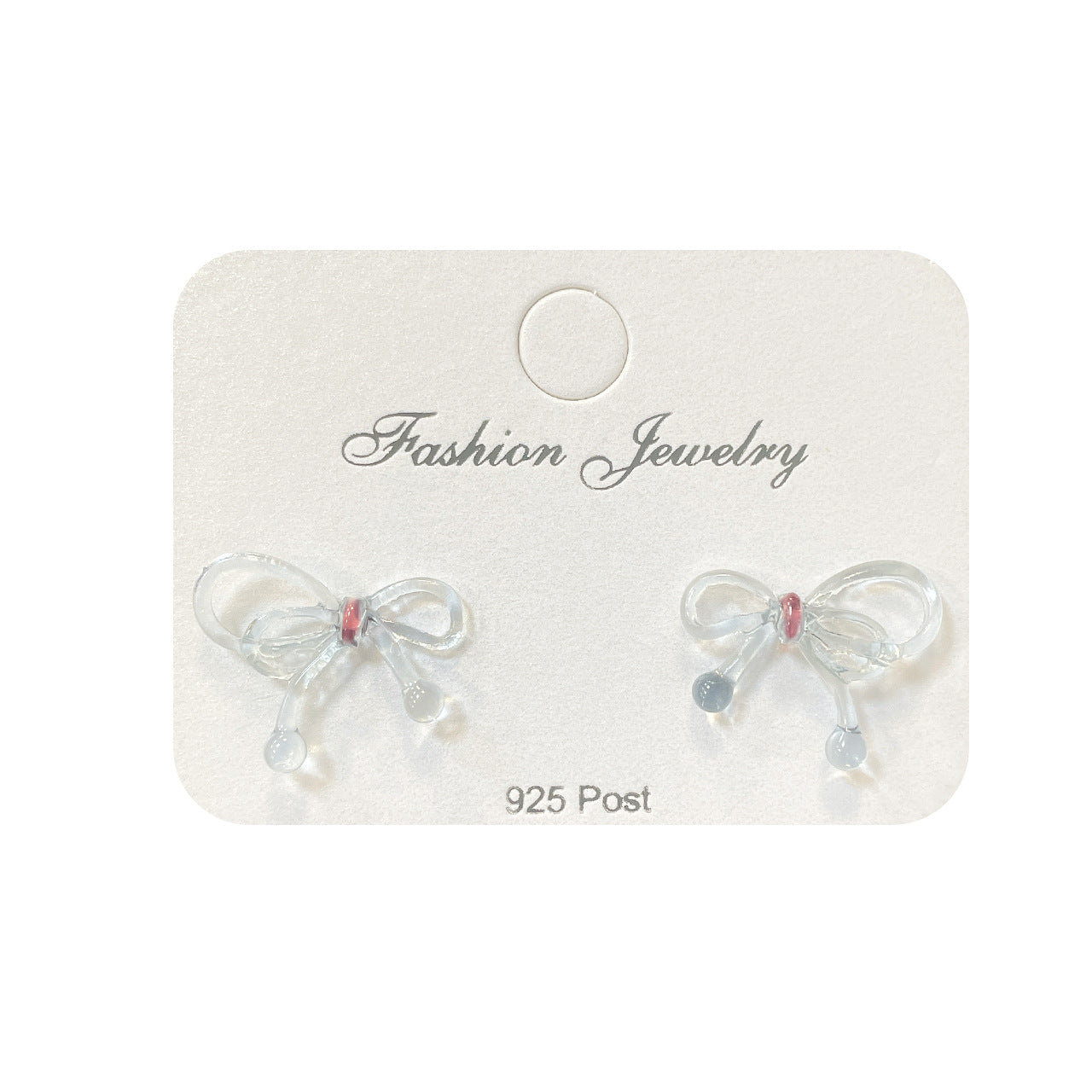 Contrast Color Bow Sier Needle Sweet Earrings