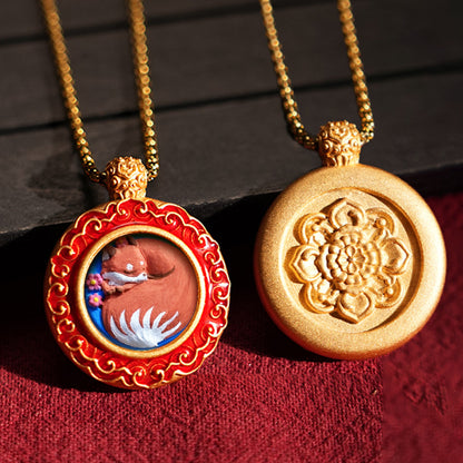 Three-dimensional Tibetan Style Fifth Master Brass Painted Wipe Pendants