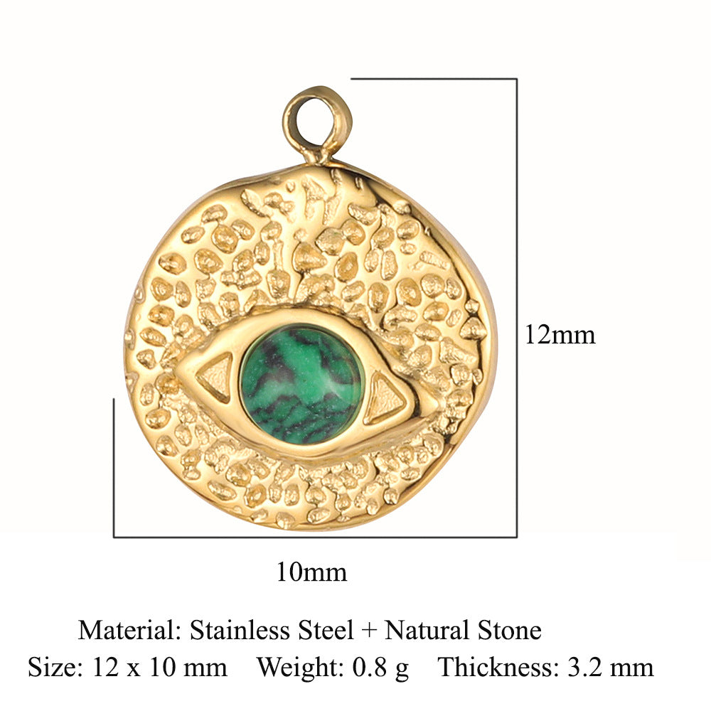 Bohemian Natural Stone Titanium Steel Ornament Pendants