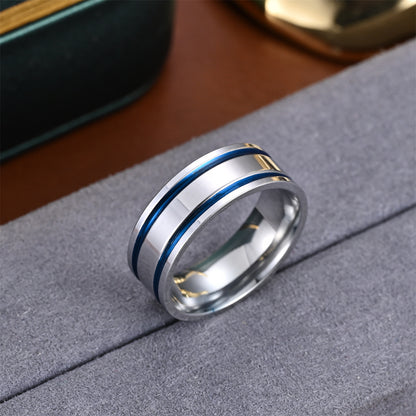 Men's Two-tone Double Line Matching Ornament Tail Rings