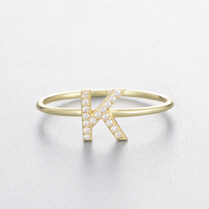 Women's Sier Zircon With English Letters Simple Rings