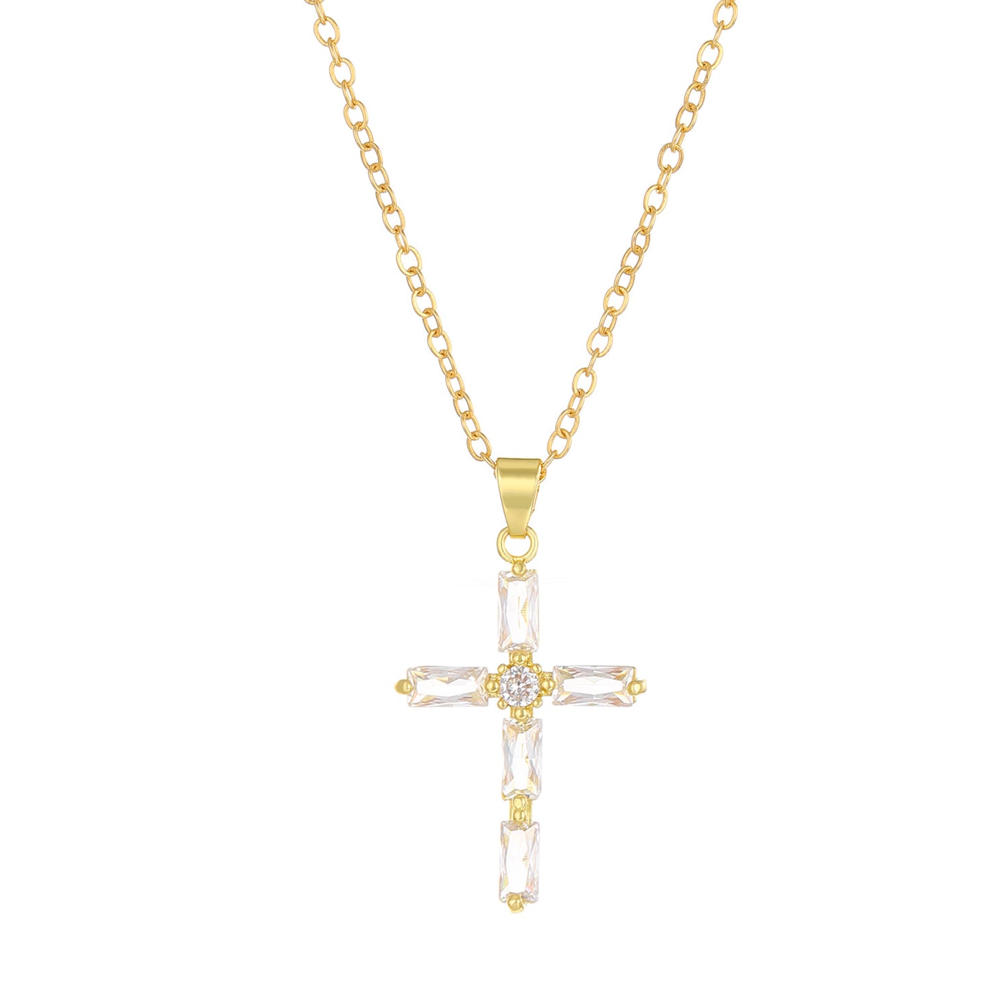 Micro Inlaid Zircon Cross Creative Personality Virgin Female Necklaces