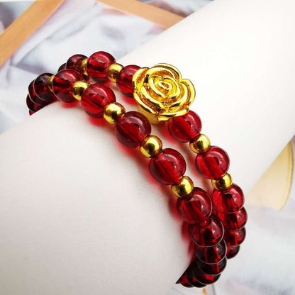 Imitation Garnet Simple Couple Gilt Small Bracelets