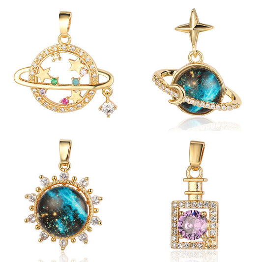 Universe Star Copper Zircon Perfume Bottle Pendants