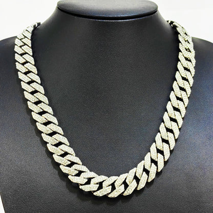 Men's Rhombus Three-row Drill Full Alloy Hip Hop Necklaces