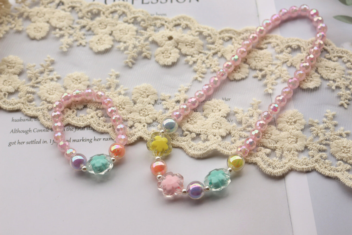 Korean Style Shiny Transparent Flower Candy Color Necklaces