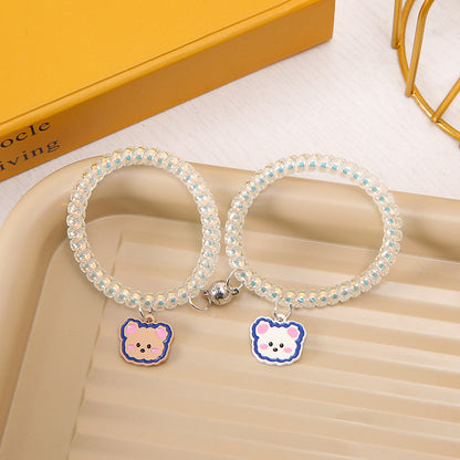 Bear Spaceman Telephone Line Couple Hair Bracelets