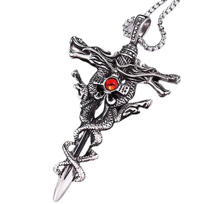 Dragon Plate Sword Inlaid Jewel Personal Accessories Necklaces