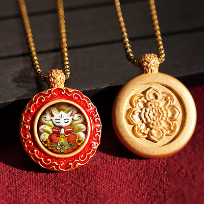 Three-dimensional Tibetan Style Fifth Master Brass Painted Wipe Pendants