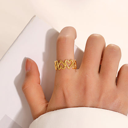 Steel Stitching Love Style Popular Gold-plated Temperament Rings