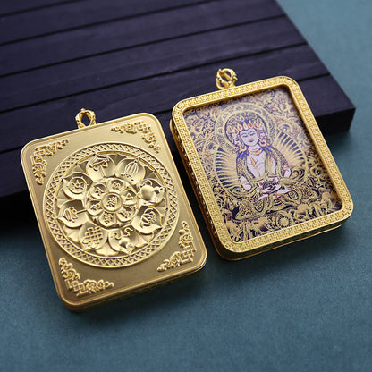 Gold Vajra Hand Painted Golden Outline Eight Patron Saints Pendants