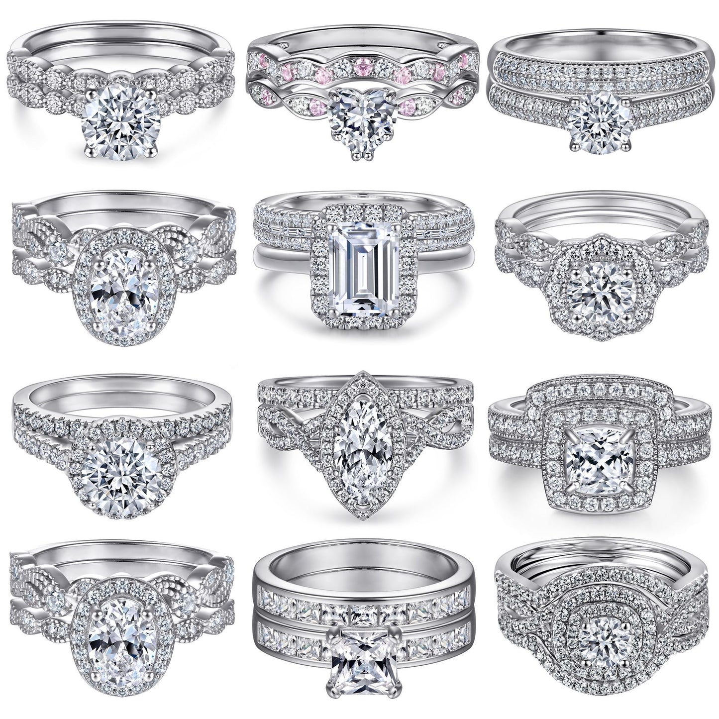 Women's Sterling Sier High-grade Fashion Combined Set Rings