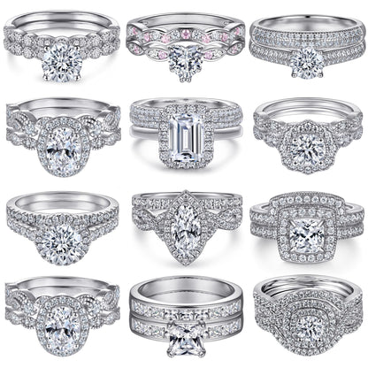 Women's Sterling Sier High-grade Fashion Combined Set Rings