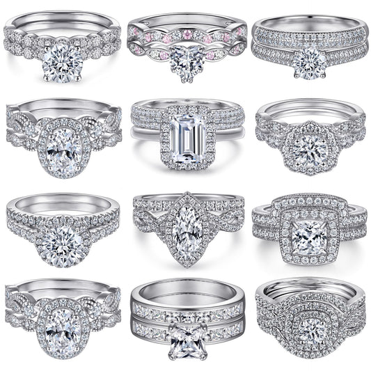 Women's Sterling Sier High-grade Fashion Combined Set Rings