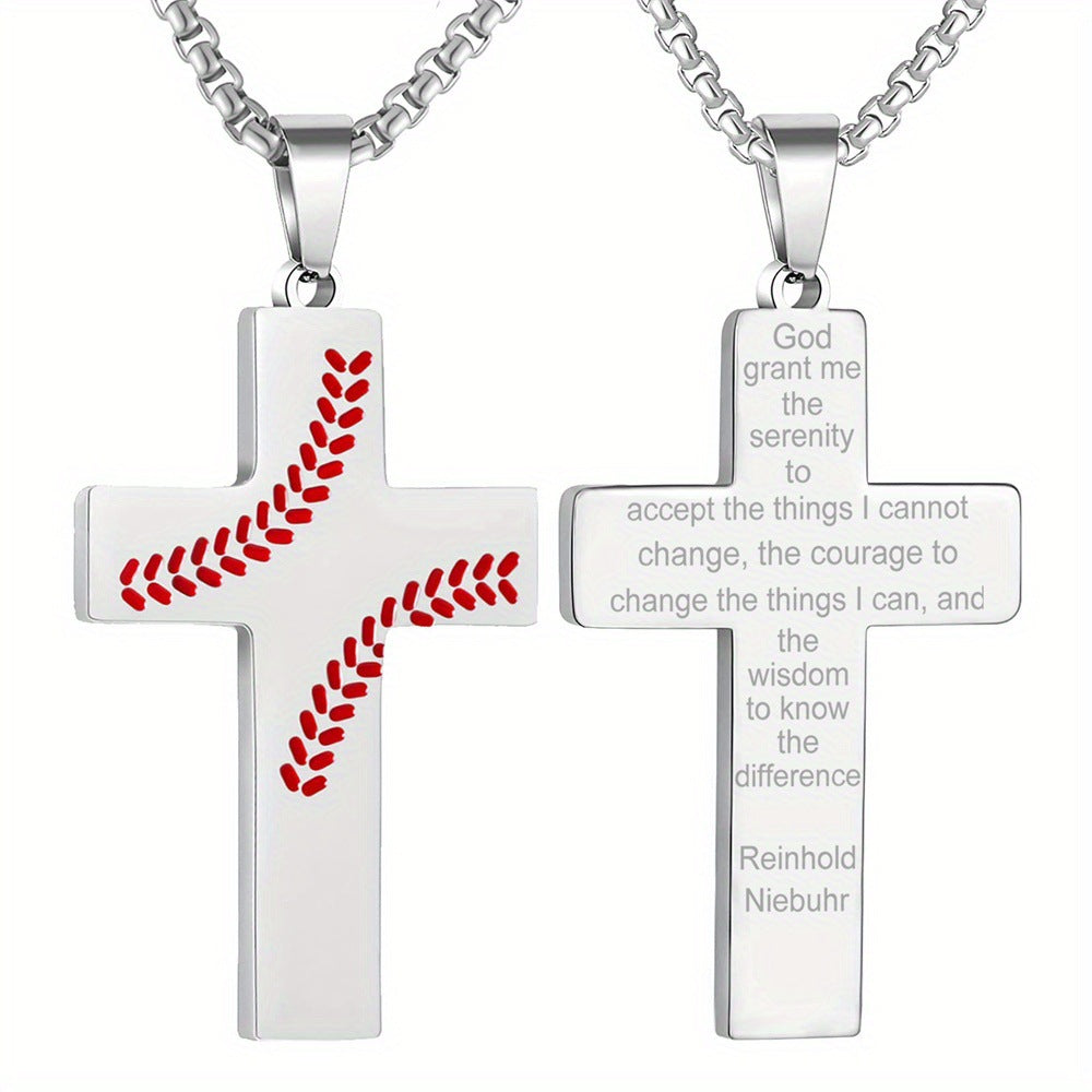 Baseball Boy Cross Stainless Steel Religious Pendants