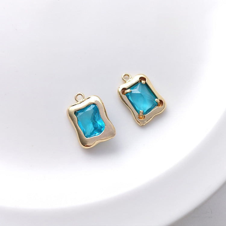 Color Retention Gilded Inlaid Zircon Irregular Rectangular Oval Pendants