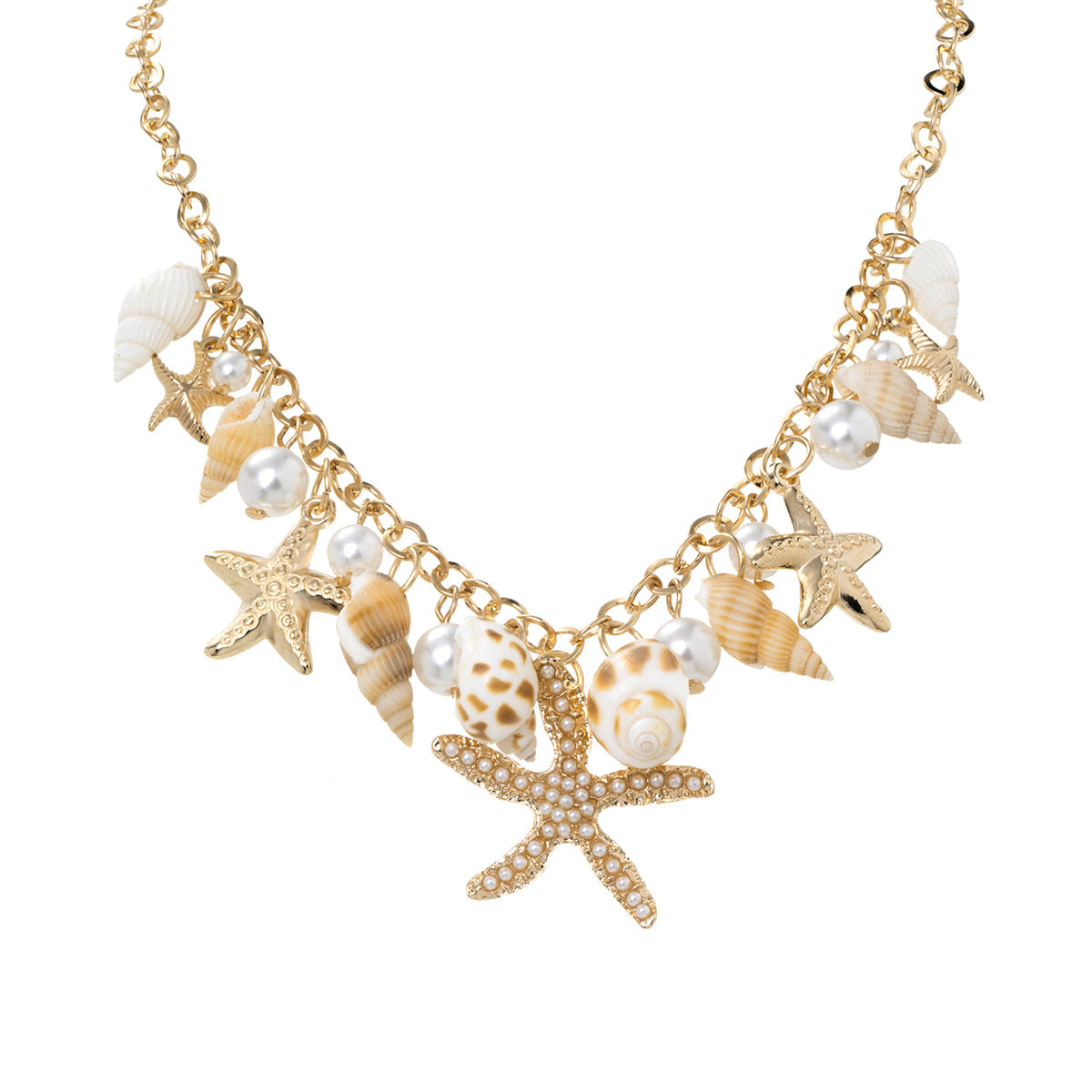 Women's Bohemian Ethnic Starfish Natural Random Conch Necklaces