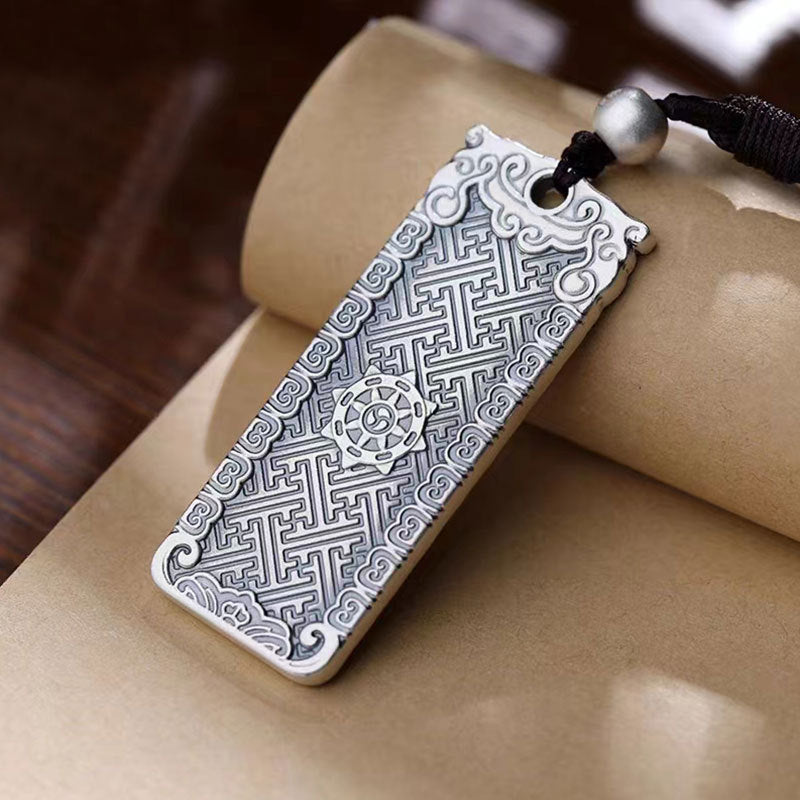 Women's & Men's Personality Retro Ethnic Style Square Plate Six Word Necklaces