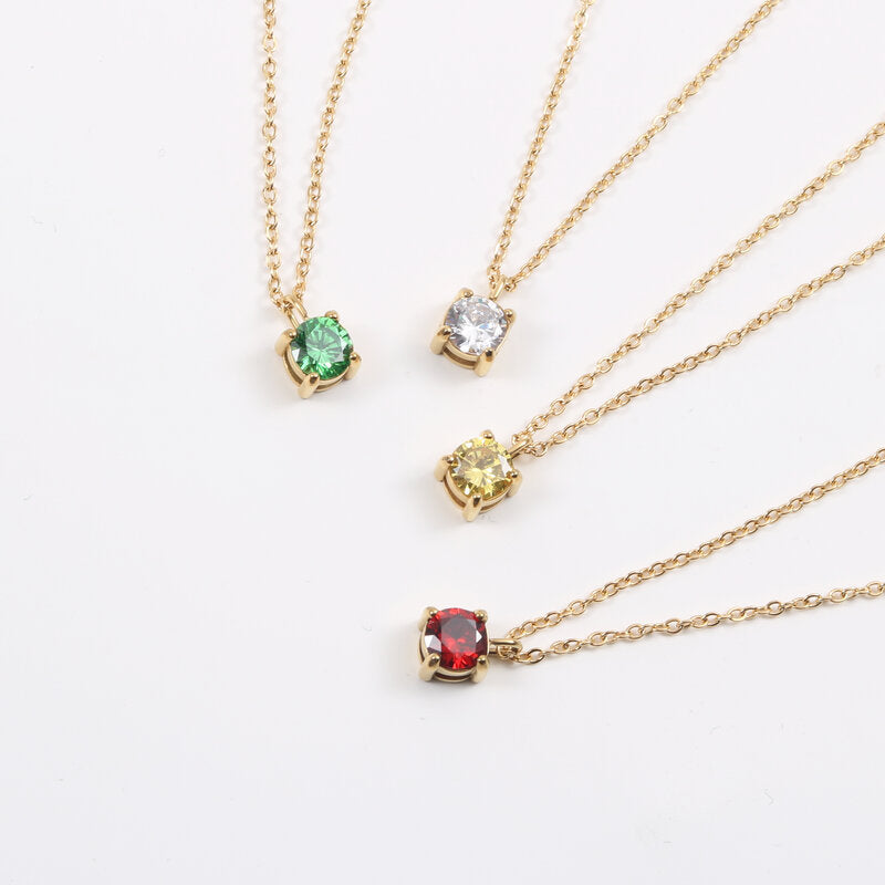 Multicolor Karat Zircon Titanium Steel Gold Necklaces