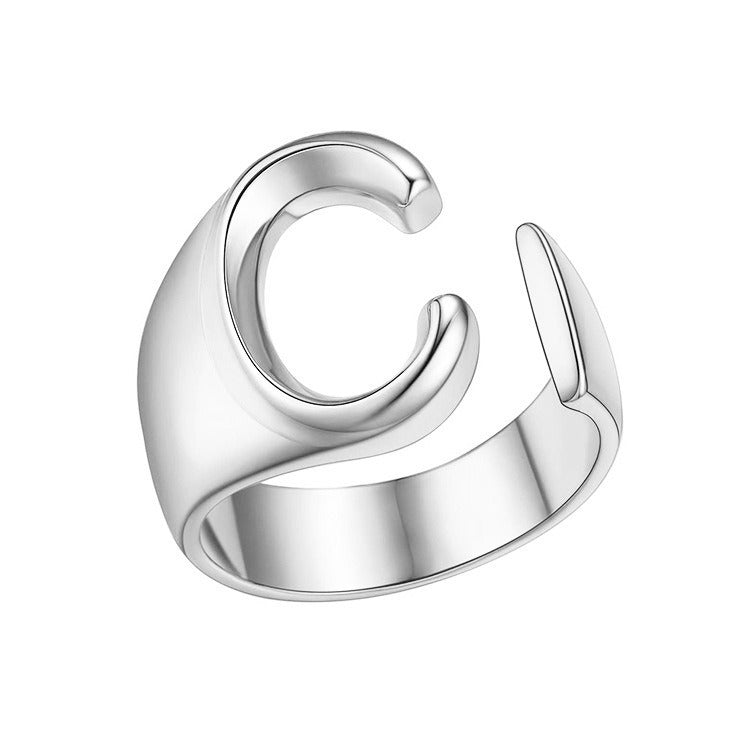 English Letters Female Opening Adjustable Fashion Rings